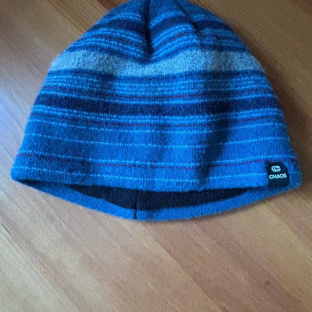 Chaos Blue and Gray Striped Beanie